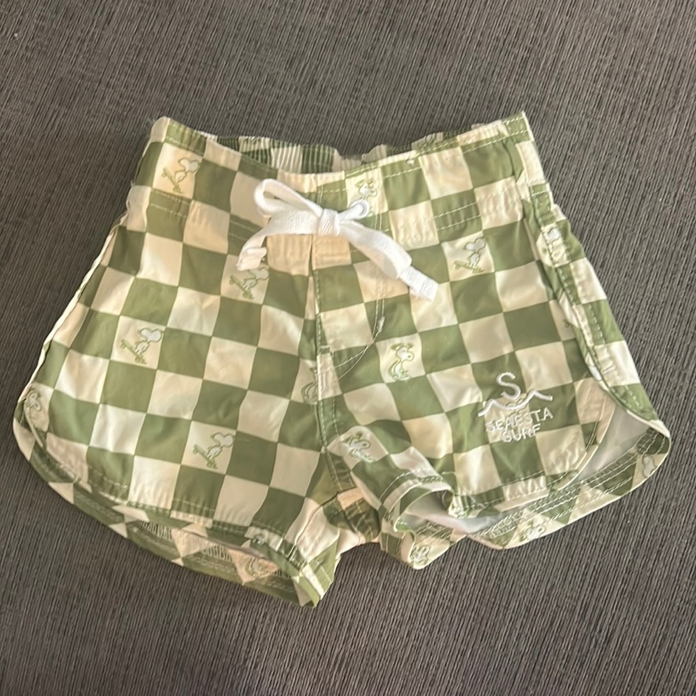 SEAESTA SURF X PEANUTS® CHECKERBOARD BOARDSHORTS / MOSS! LIKE NEW…only worn once